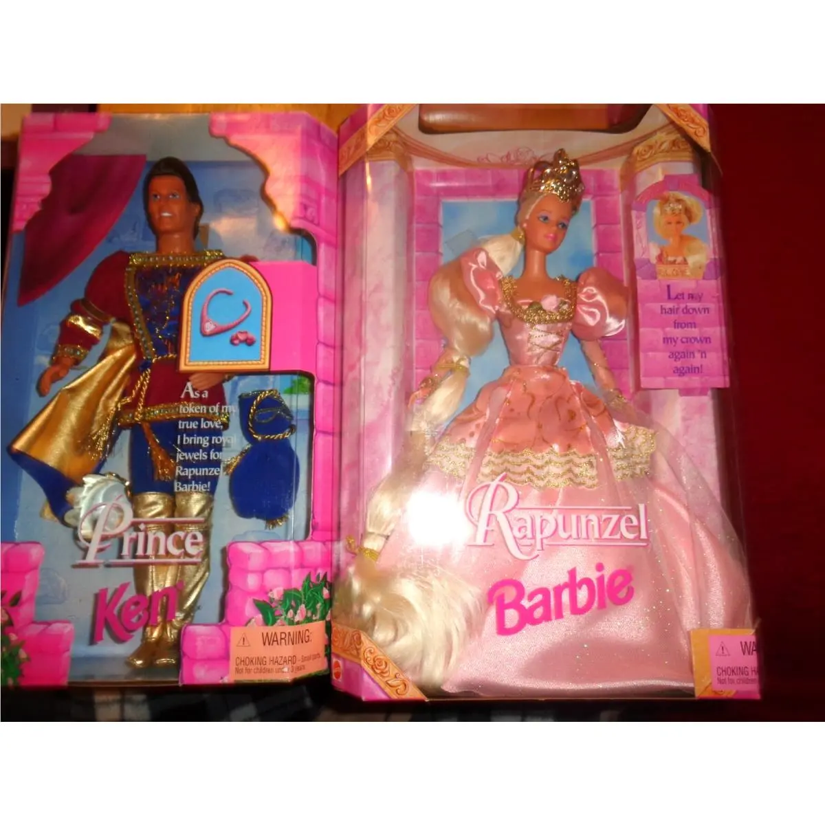 1997 Mattel Rapunzel Barbie 17646 Prince Ken 18080 Dolls