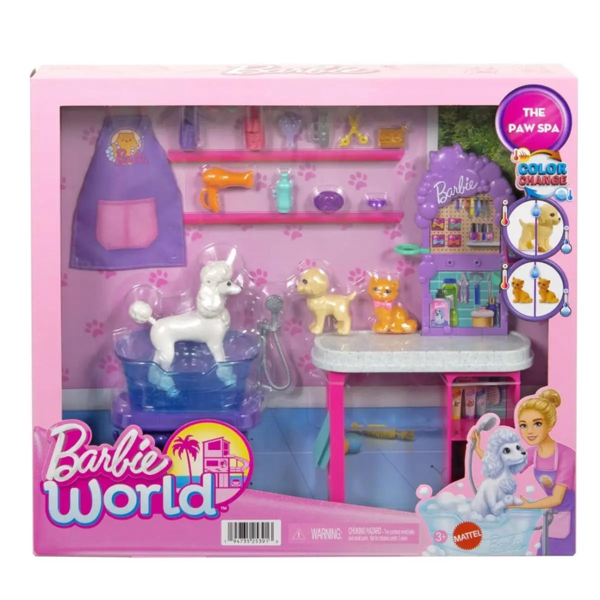 Barbie World Paw Spa Playset with Wash and Groom Stations - HYR06