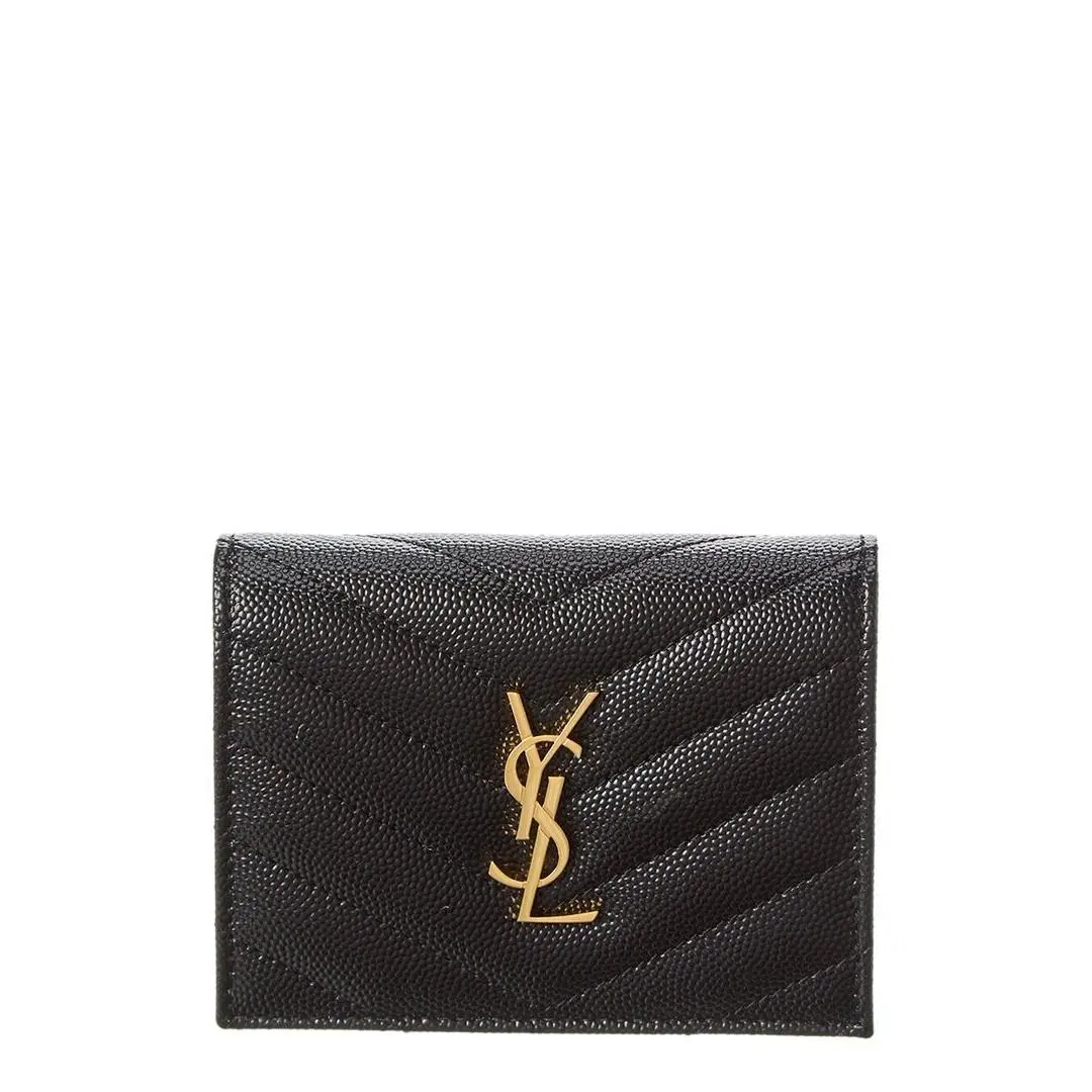 Saint Laurent Cassandre Leather Coin Purse Women`s Black by Yves Saint Laurent