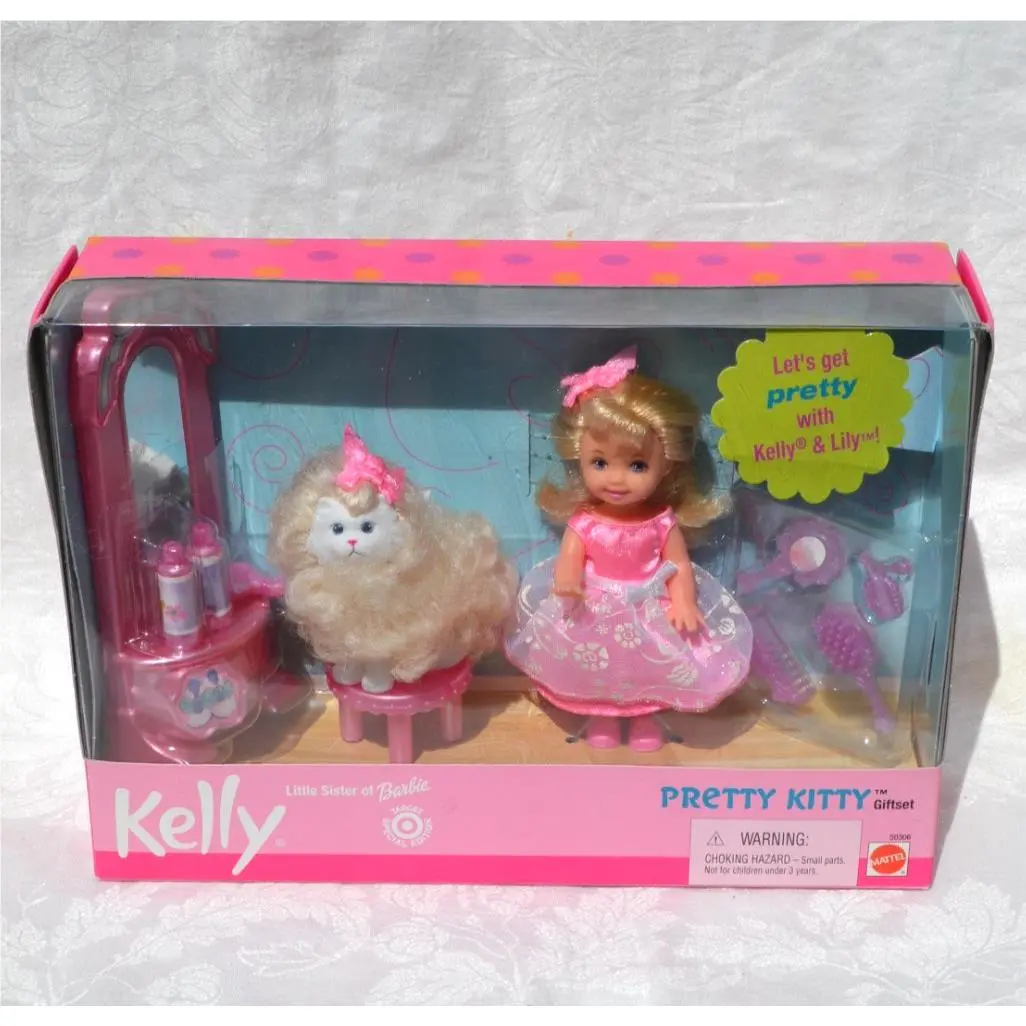 Kelly Pretty Kitty Giftset w Lily Kitty Styling Vanity Mattel 2000