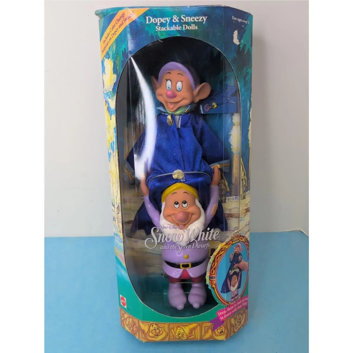 12” Mattel Barbie Doll Walt Disney Snow White Seven Dwarfs Dopey Sneezy Nrfb BR