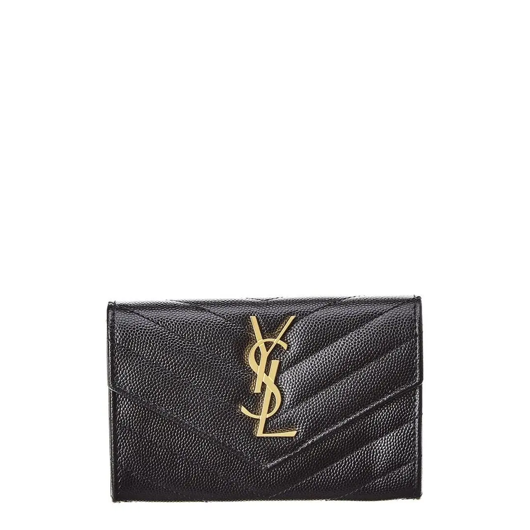 Saint Laurent Small Matelasse Leather Envelope Wallet Women`s