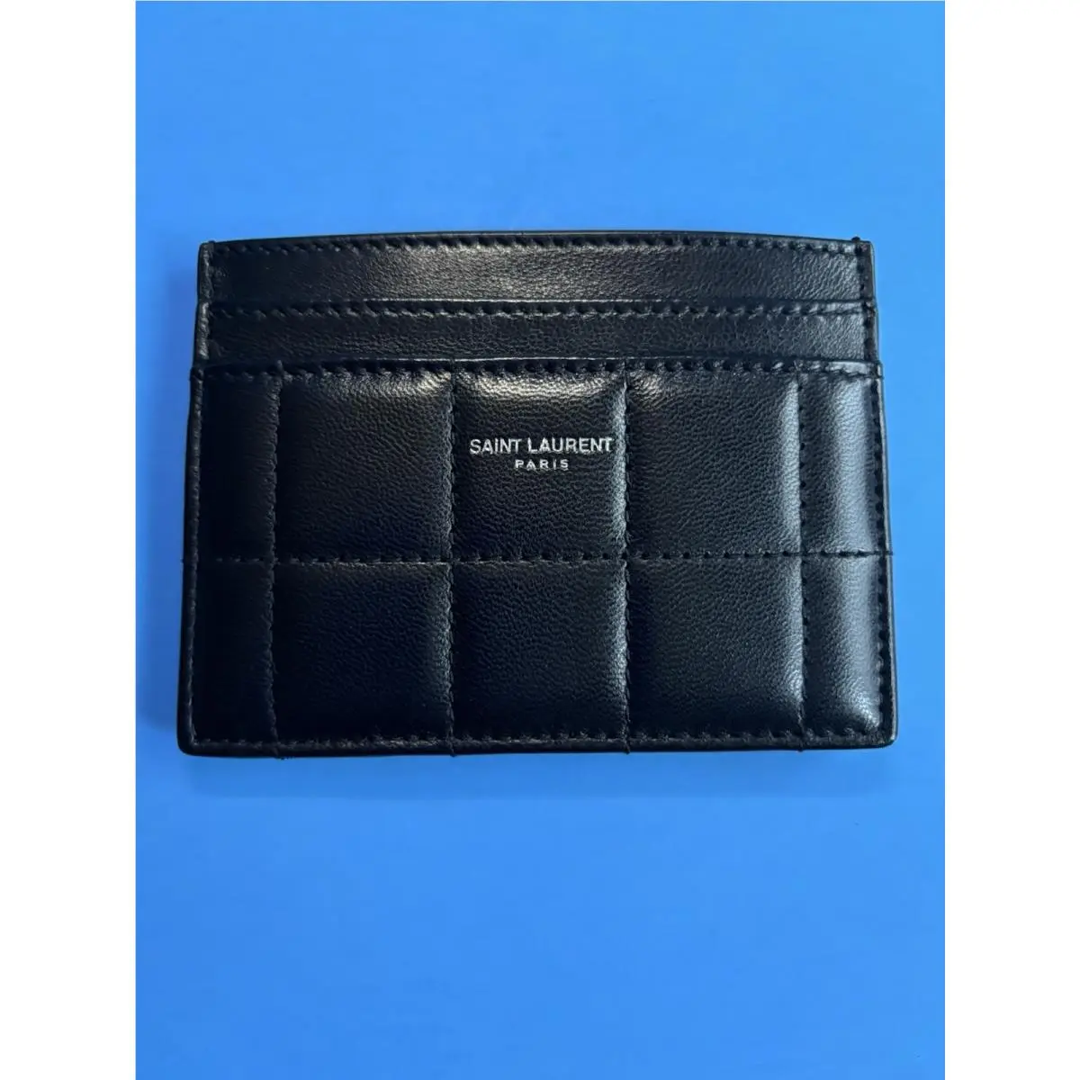 Saint Laurent Lambskin Leather Black Quilted Wallet Credit Card Holder