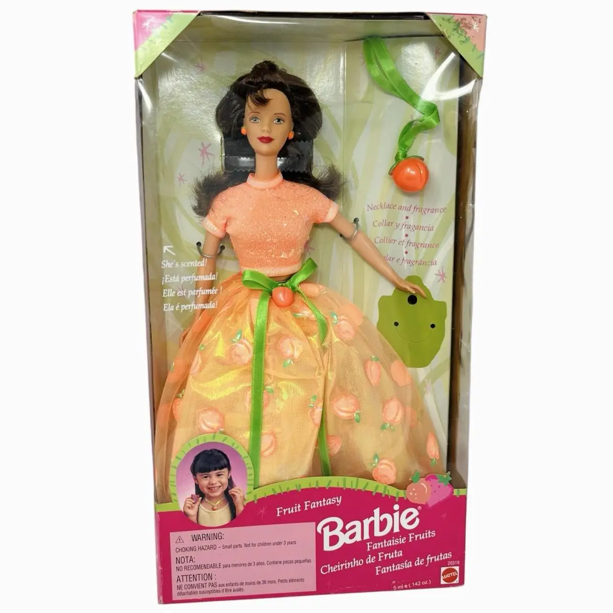1998 Fruit Fantasy Barbie Peach 20319 Necklace Fragrance For You