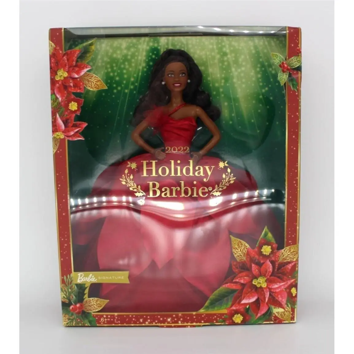 Holiday Barbie Signature 2022 African American Doll Poinsettia Dress