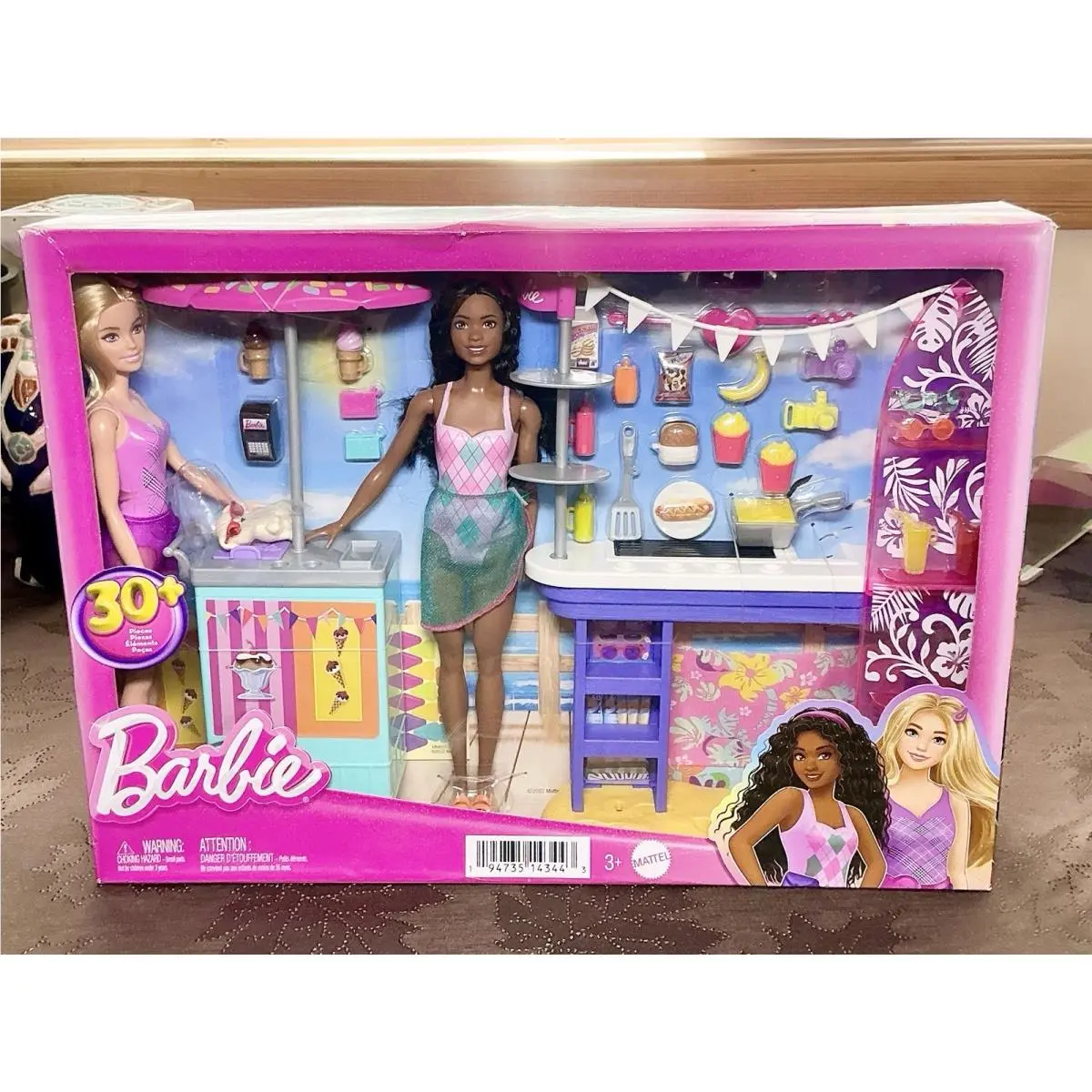 Barbie Beach Boardwalk Playset w/ Barbie Brooklyn Malibu Doll 30+ Pcs 2022