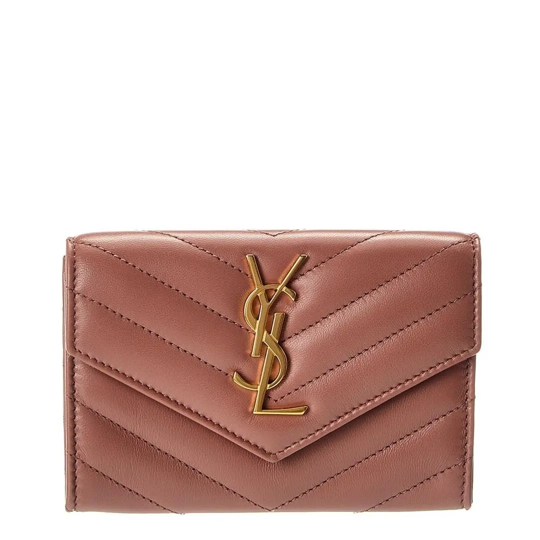 Saint Laurent Small Matelasse Leather Envelope Wallet Women`s Pink