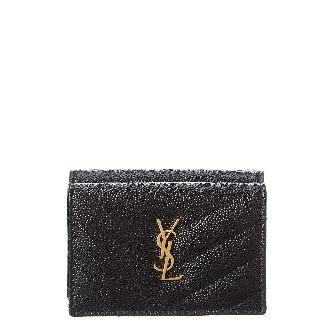 Saint Laurent Cassandra Leather French Wallet Women`s Black
