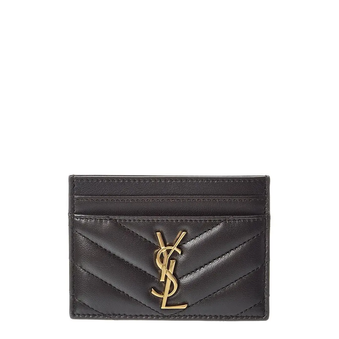 Saint Laurent Cassandre Leather Card Case Women`s Grey by Yves Saint Laurent
