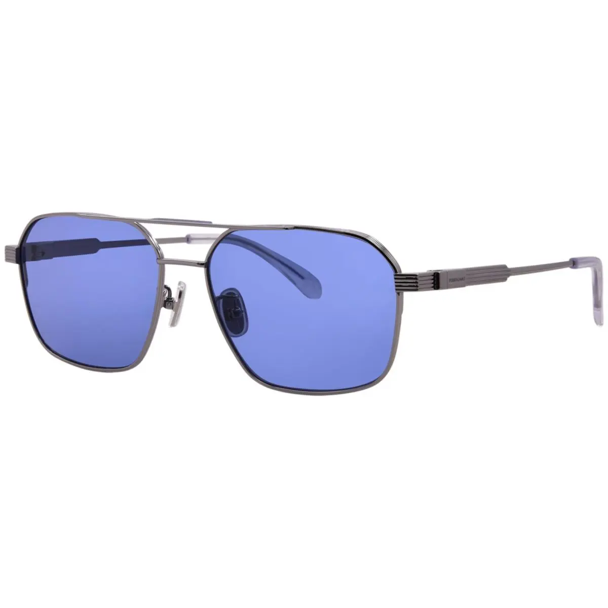 Salvatore Ferragamo SF319SLB 070 Sunglasses Titanium Men`s Gunmetal/blue 58mm