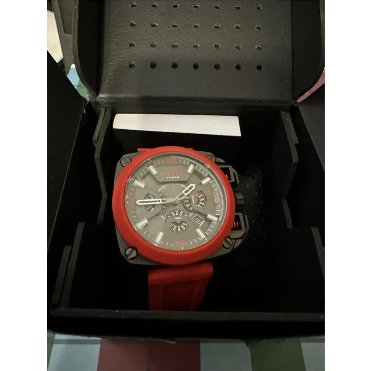 Bamf Red Chronograph Oversized Watch DZ7368 by Diesel