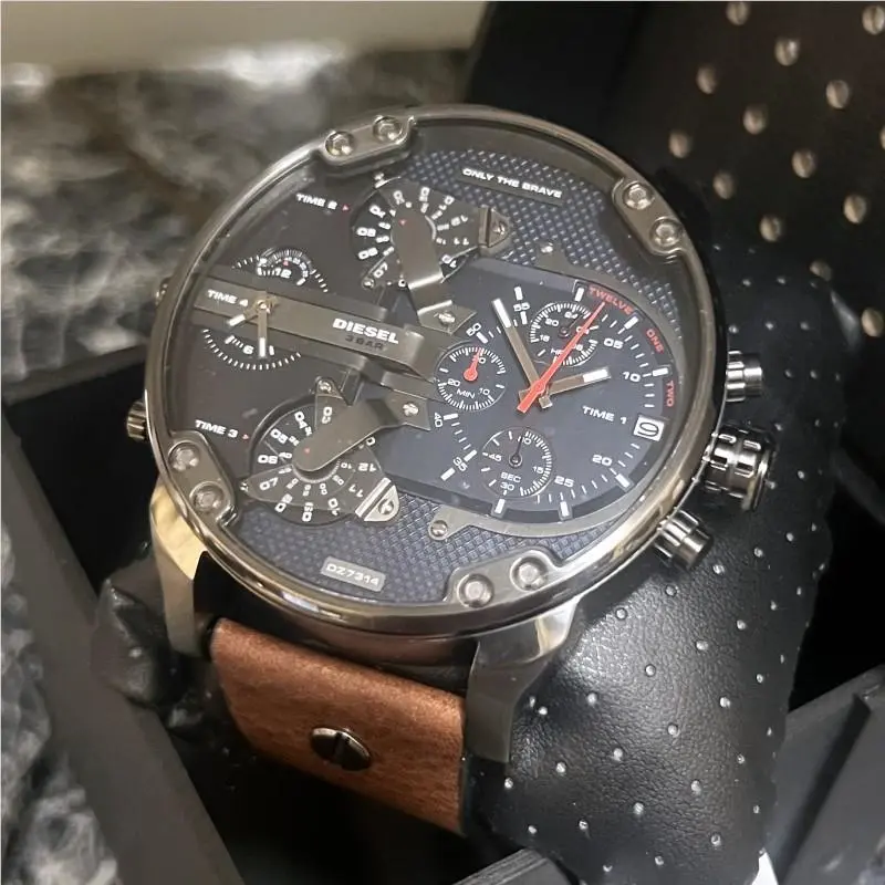 Diesel Mr. Daddy 2.0 Dual Time Blue Dial Men`s Watch DZ7314
