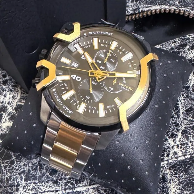 Griffed Chronograph Two Tone Gold Silver Black Mens Watch DZ4577 by Diesel