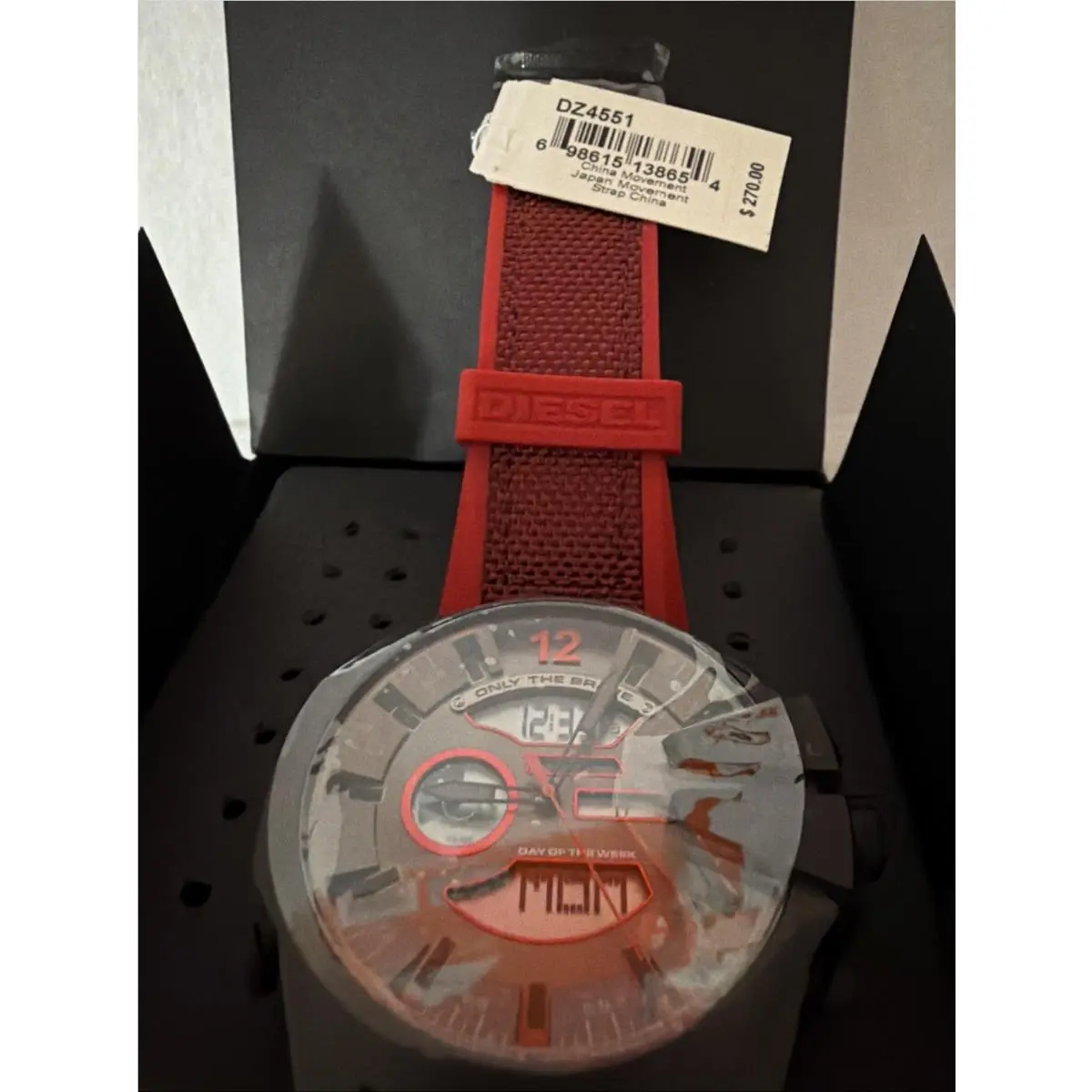 DZ4551 Mega Chief Analog-digital Red Nylon Silicone Watch by Diesel