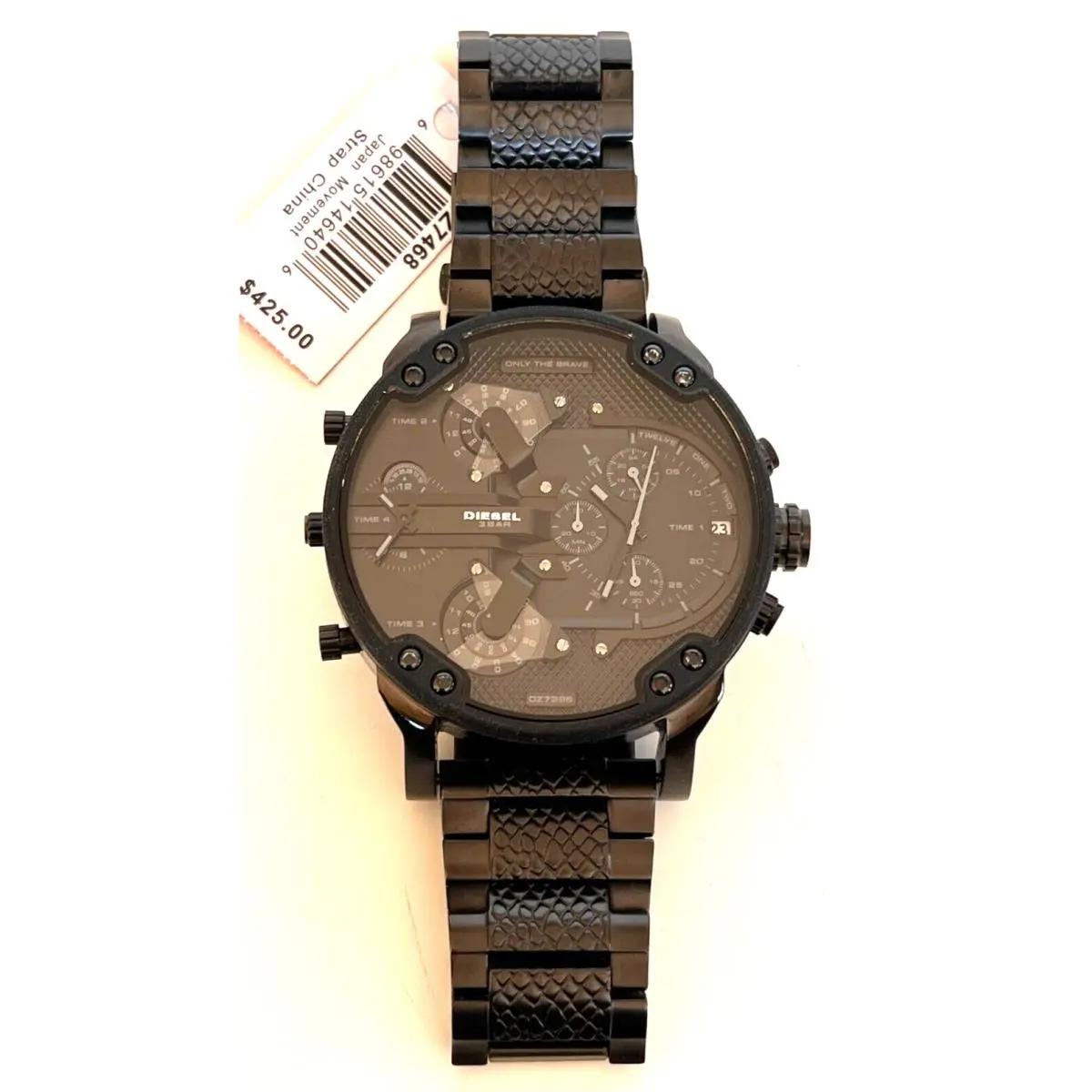 Diesel DZ7468 Mens Mr. Daddy 2.0 Black Reptile Chronograph Watch G/box