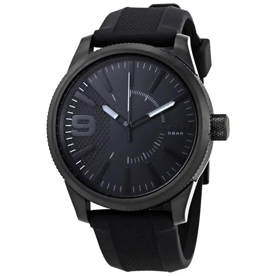 Diesel Rasp Black Dial Black Silicone Men`s Watch DZ1807 - Dial: Black, Band: Black, Bezel: Black Ion-plated