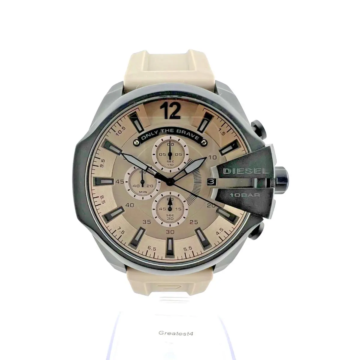 Diesel Maga Chief DZ4496 Chronograph Beige Dial Beige Silicone Strap 52 MM