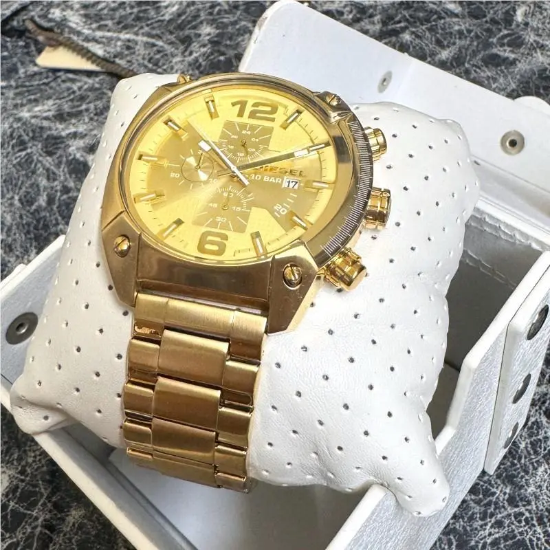 Diesel Overflow Quartz Movement Champagne Dial Men`s Watches DZ4299