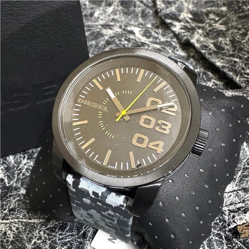 Diesel Double Down Camouflage Leather Strap Watch DZ1664