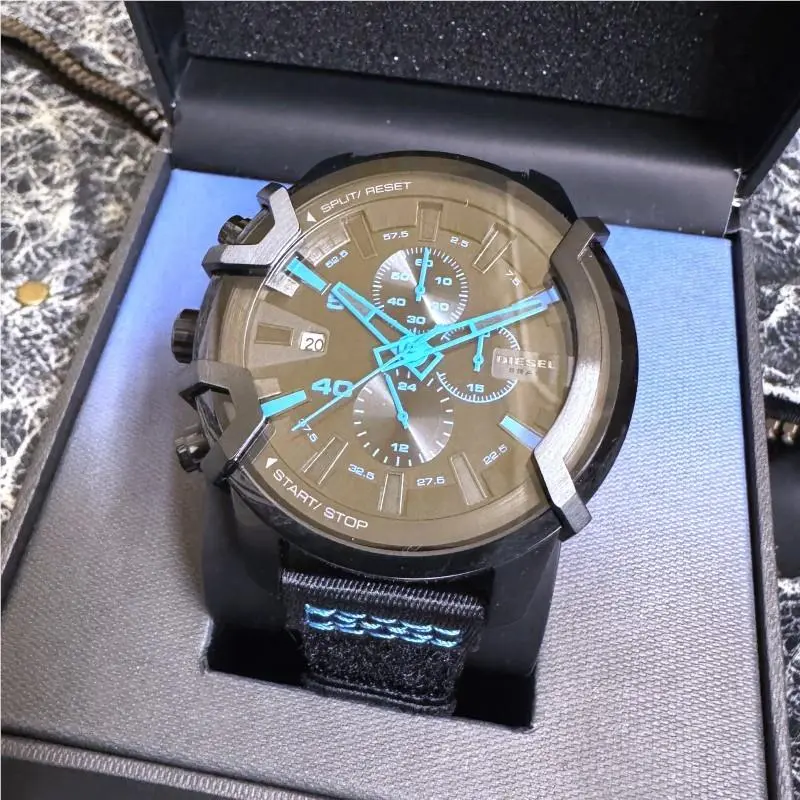 Diesel Griffed Chronograph Matte Black Nylon Watch DZ4553
