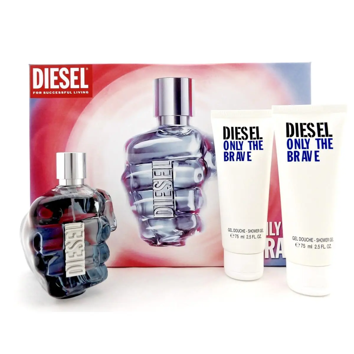 Diesel Only The Brave 4.2 Oz. Edt Spray + 2 X 2.5 Oz. Shower Gel. Men`s Set
