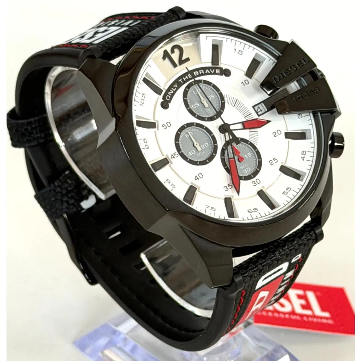Diesel Mega Chief DZ4512 Black S/steel Watch with Black Nylon Strap Bnwtbox
