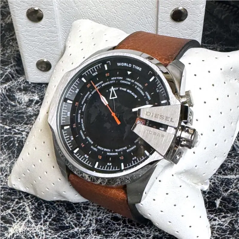 Diesel DZ4321 Mega Chief World Time Men`s Watch Stainless Steel