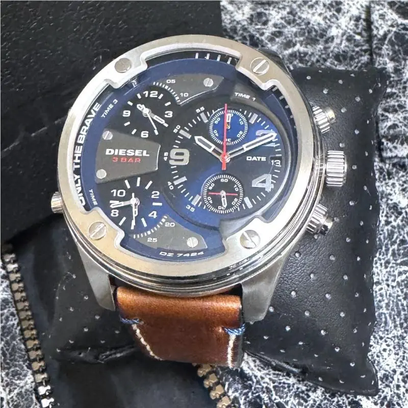 Boltdown Three-hand Brown Leather Watch DZ7424 by Diesel