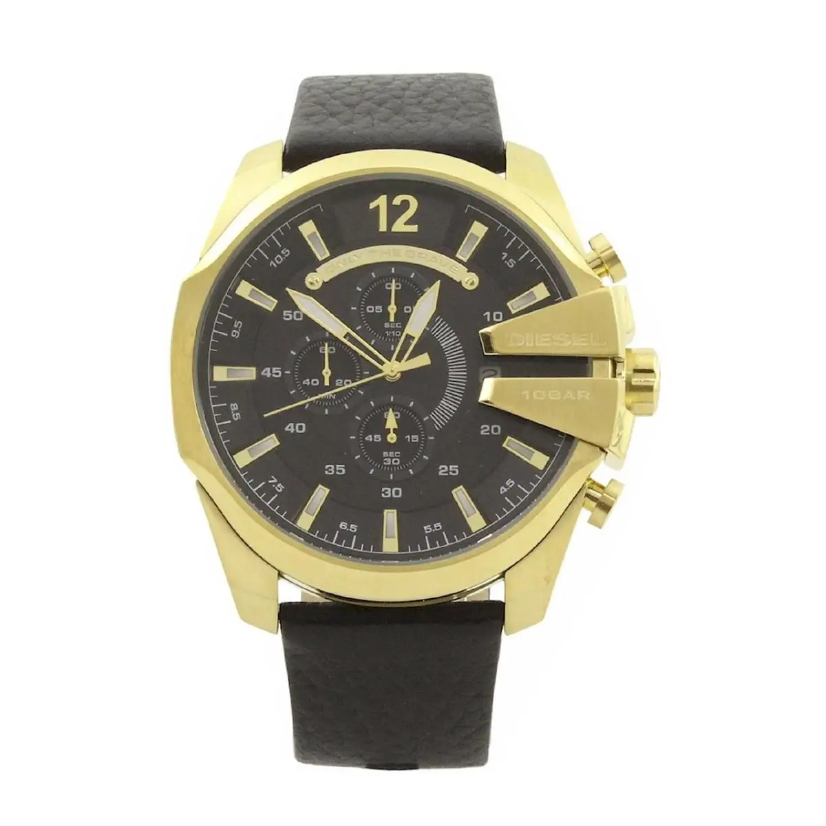 Diesel Men`s Mega-chief DZ4344 DZ/4344 Black Leather Chronograph Analog Watch