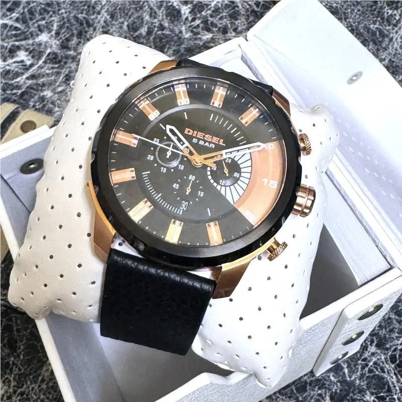 Stronghold Chronograph Leather Strap Watch DZ4347 by Diesel