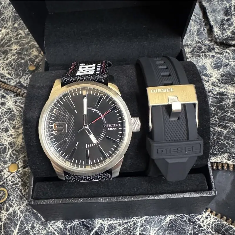 Diesel Rasp Nsbb Three-hand Black Nylon Watch Set DZ1906