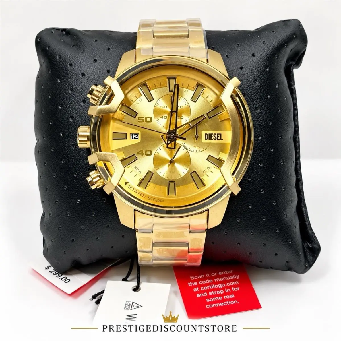 New-diesel Griffed DZ4573 Chronograph Gold Dial Gold Tone Bracelet Men’s Watch