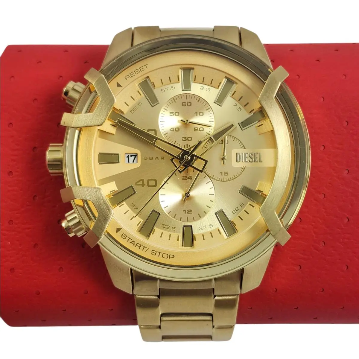 Men`s Griffed Quartz Chronograph Gold S/s Watch DZ4573 by Diesel