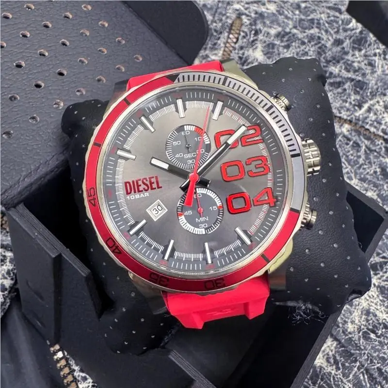 Diesel Mega Chief Chronograph Black Dial Stainless Steel Men`s Watch DZ4613