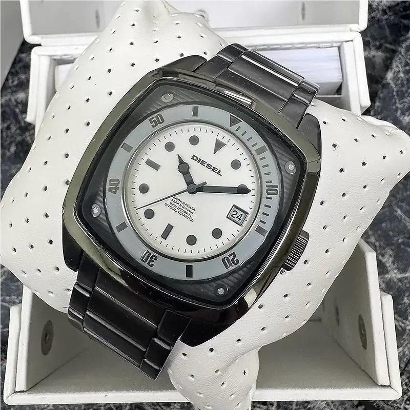 Diesel Men`s Gunmetal Ion Plated Stainless Steel White Dial Watch DZ1494