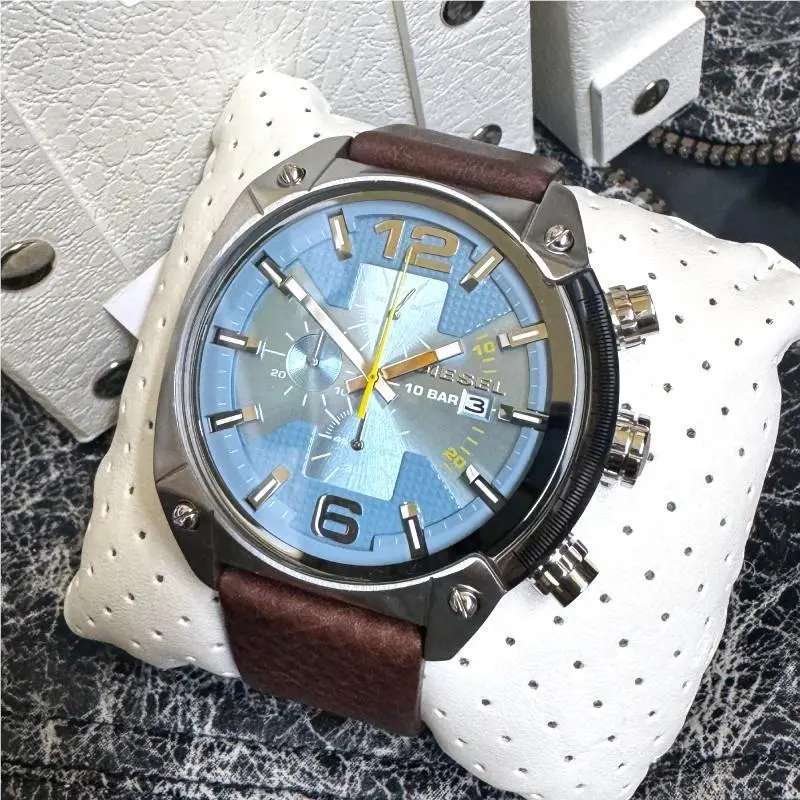 Diesel Men’s Watch DZ4340 Mega Chief Brown Leather Watch