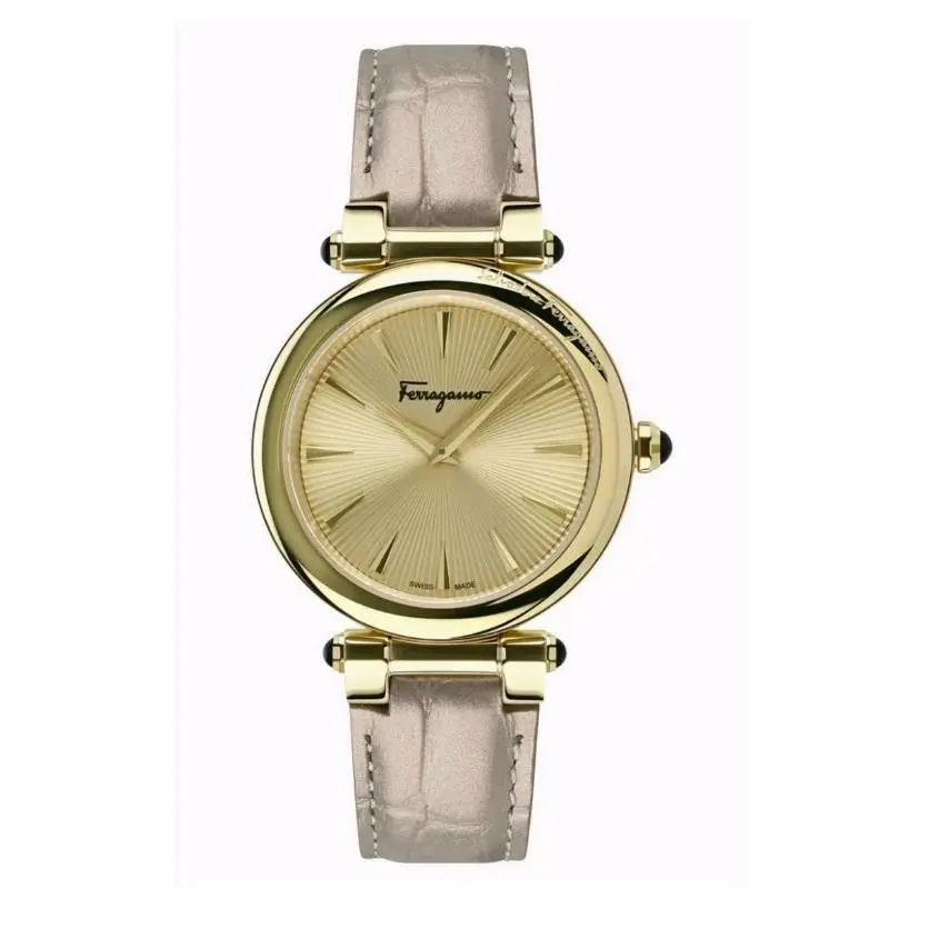 Salvatore Ferragamo Idillio Swiss Made Quartz Gold Dial Beige Leather Watch