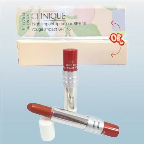 High Impact Spf 15 BY Clinique 11 Peach Pop Lipstick 0.13 OZ Lot OF 2