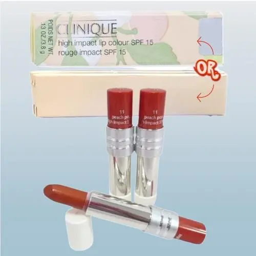 High Impact Spf 15 BY Clinique 11 Peach Pop Lipstick 0.13 OZ Lot OF 3