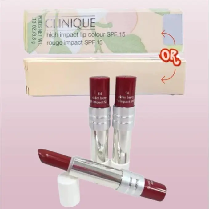 High Impact Spf 15 BY Clinique 14 Cider Berry Lipstick 0.13 OZ Lot OF 3