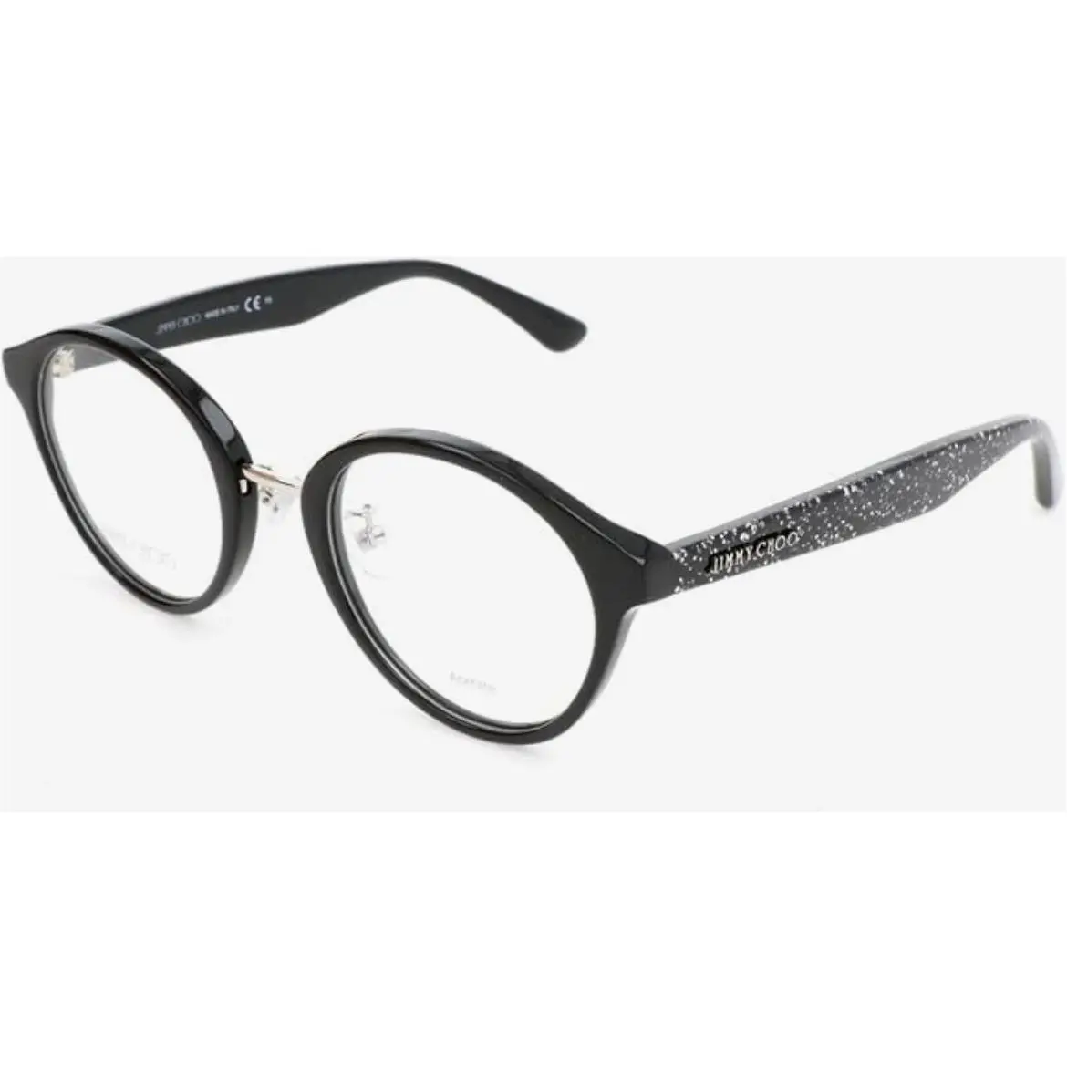 Jimmy Choo Eyeglasses JC197 Shiny Blk Glitter Silver 48-22-140 JC197/F-NS8-48MM