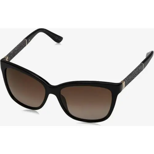 Jimmy Choo Sunglasses Cora/s Shiny Black Glitter / Brn Grad 56-16-135 CORA/S-FA3