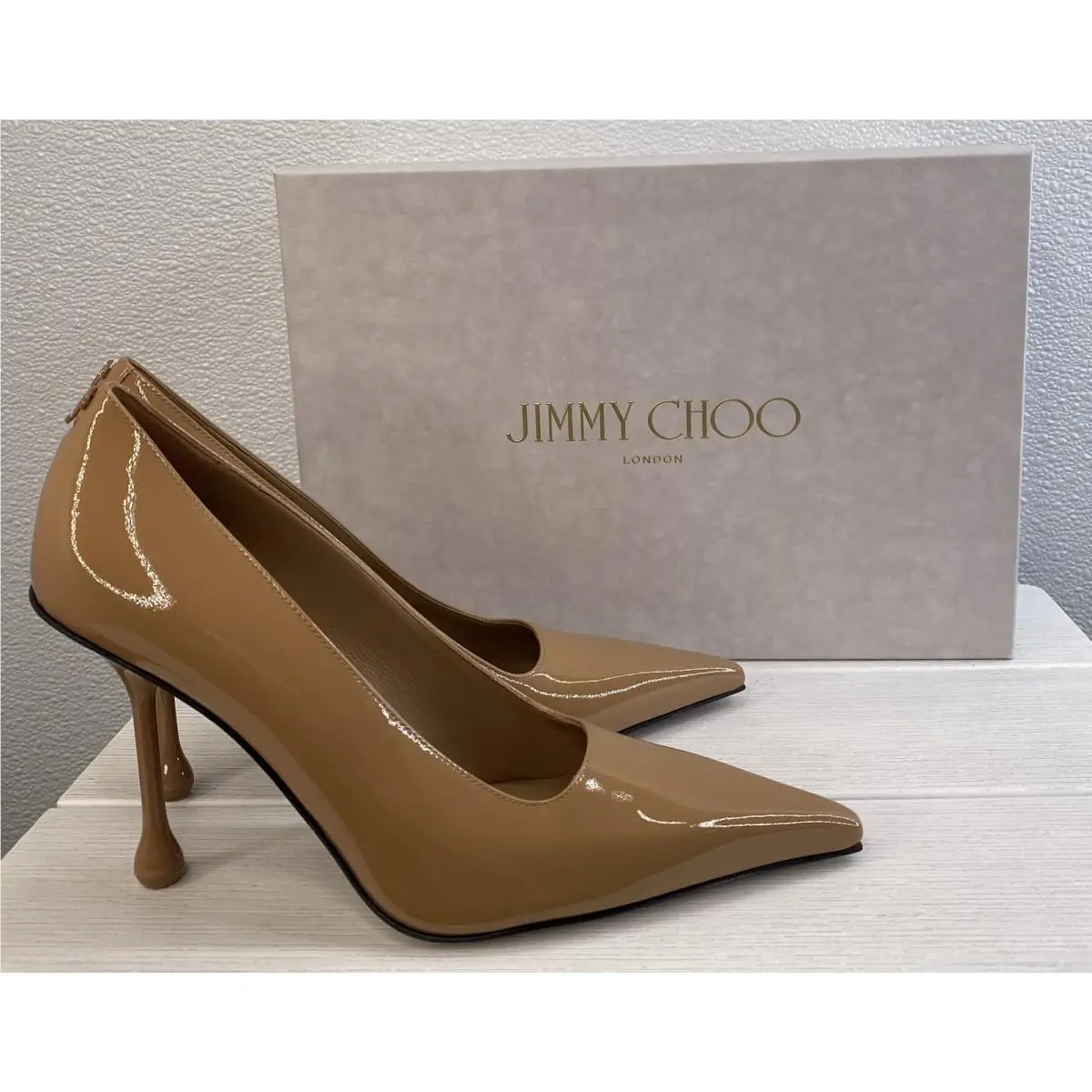 Jimmy Choo Ixia 95MM Pumps Women`s Size US8 EU38 Patent Leather Stiletto