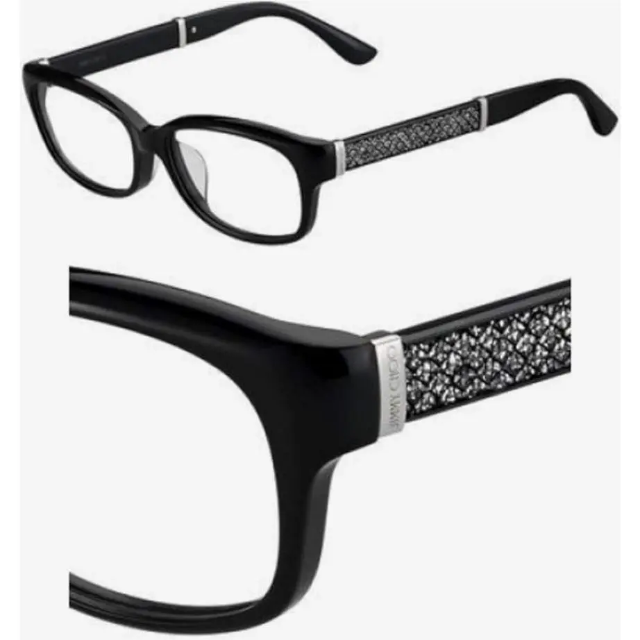 Jimmy Choo Eyeglasses JC187 Shiny Blk Glitter Gun 52-15-140 JC187/F-FA3-52MM