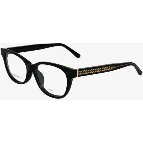 Jimmy Choo Eyeglasses JC198 Shiny Black Gold 52-15-140 JC198-807-52MM