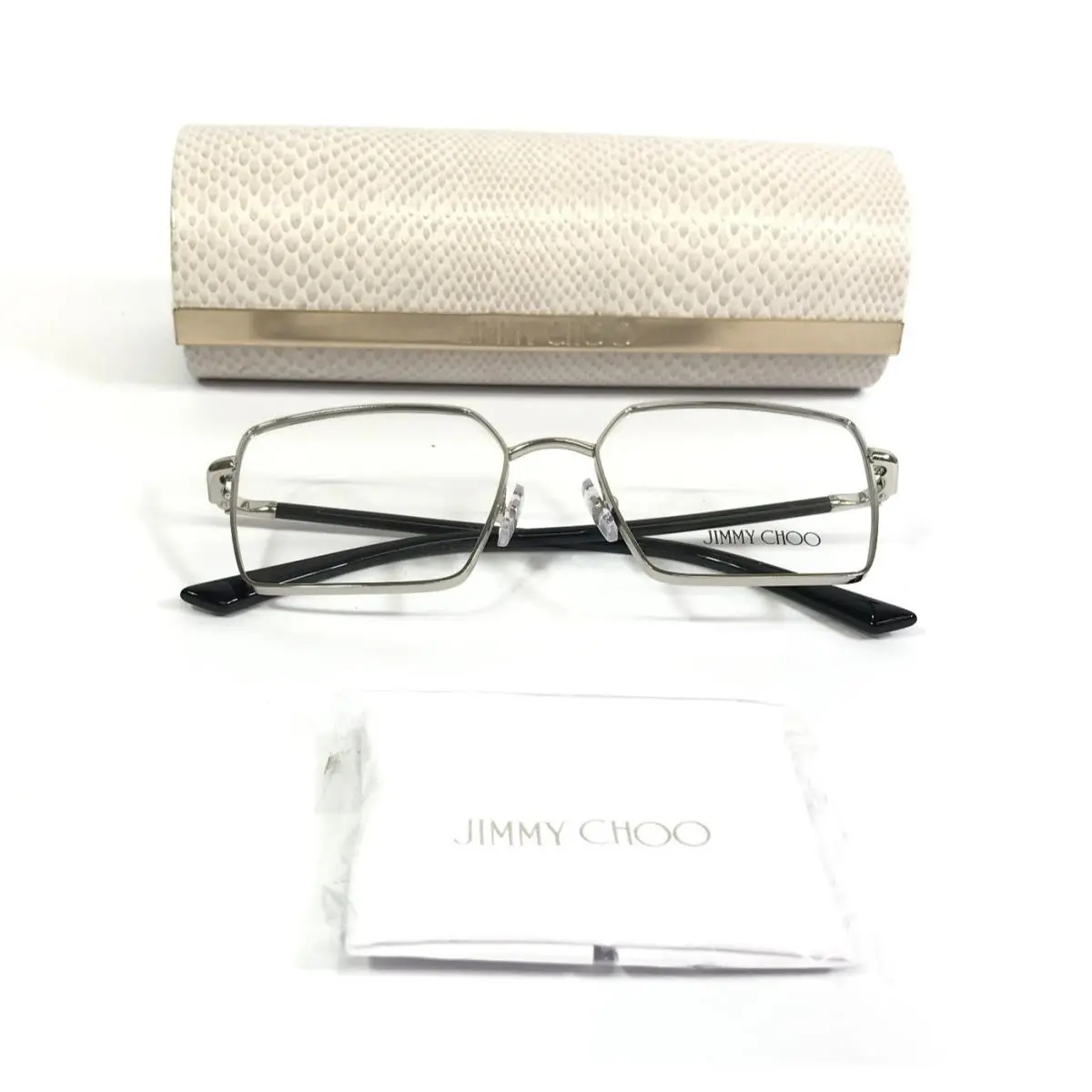 Jimmy Choo Eyeglasses Frames JC2022 3002 Black Silver Square Full Rim 53-17-140