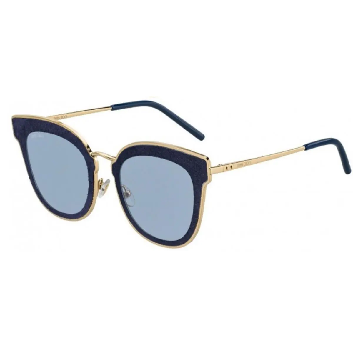 Jimmy Choo Sunglasses Nile Shiny Gold Blue Glitter Blue 63-12-140 NILE/S-LKSA9
