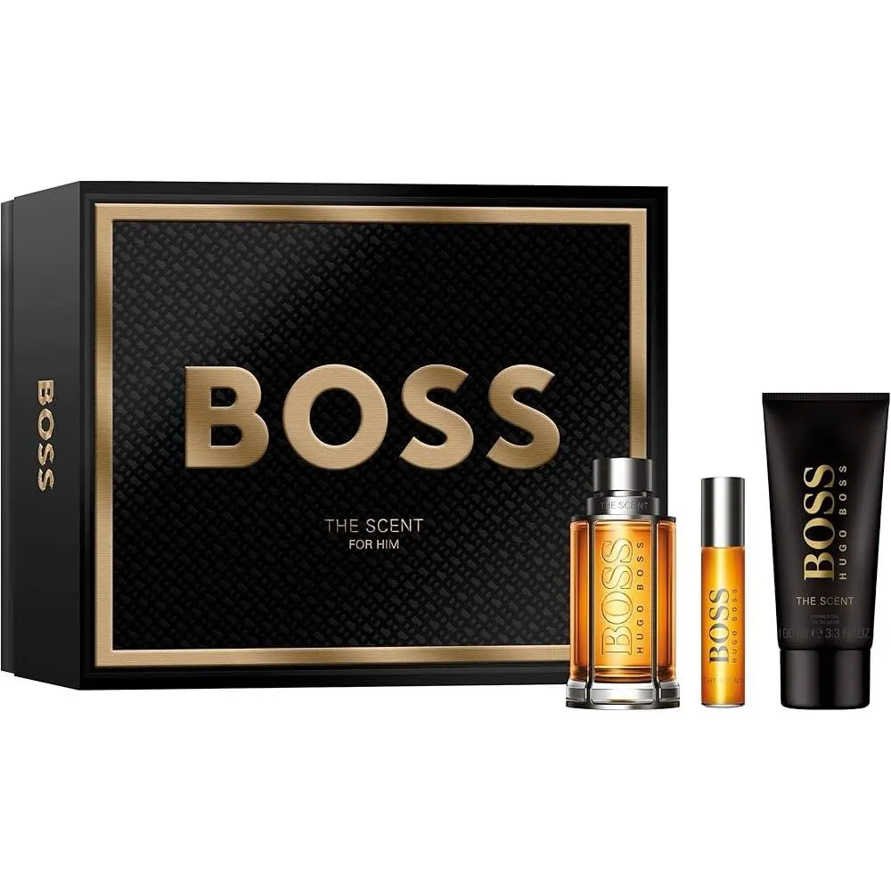 Hugo Boss The Scent For Men 3 Piece Gift Set 3.3oz Edt 0.33oz Travel Spray
