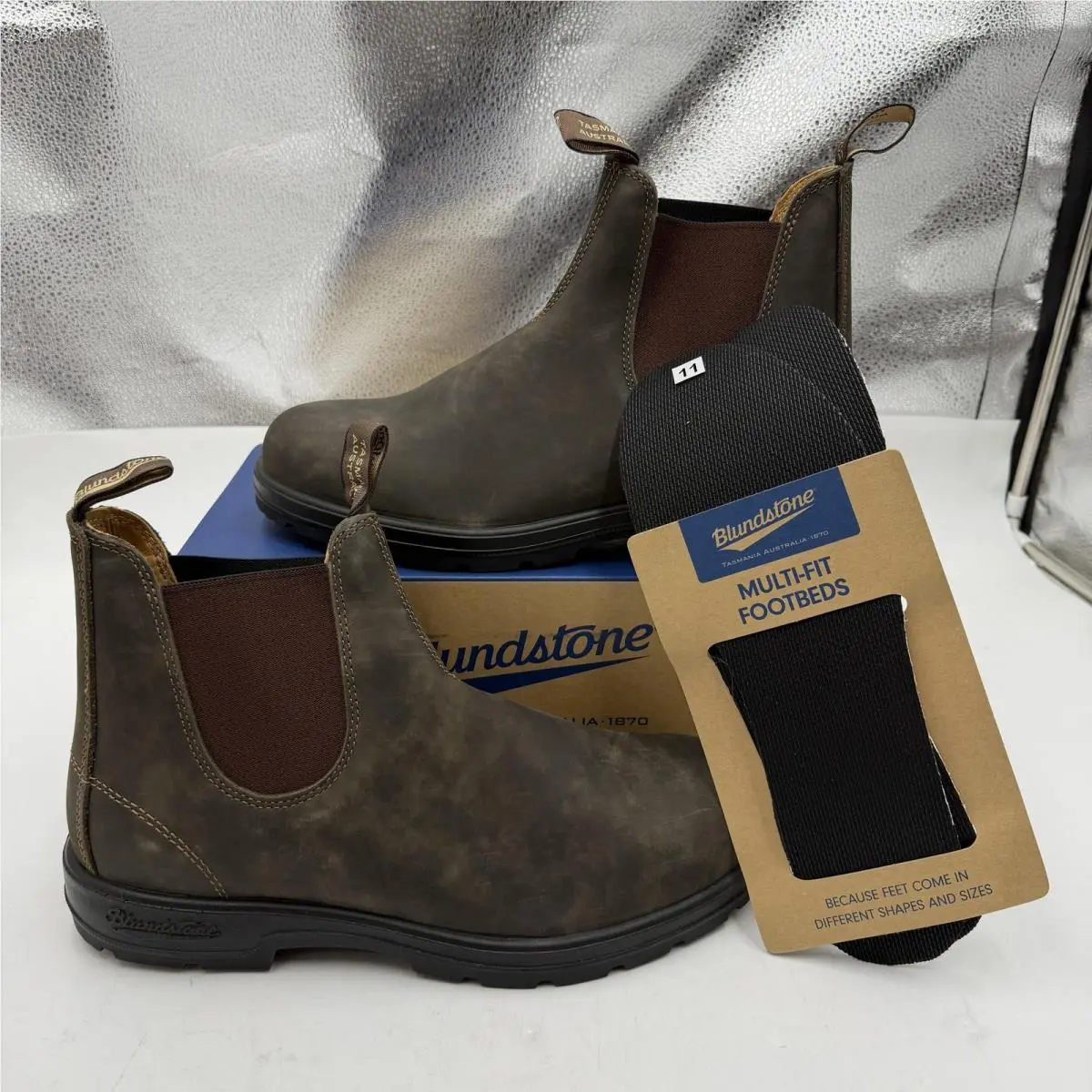 Blundstone 585 Chelsea Boots Mens Size 12 Rustic Brown Leather Elastic Sided