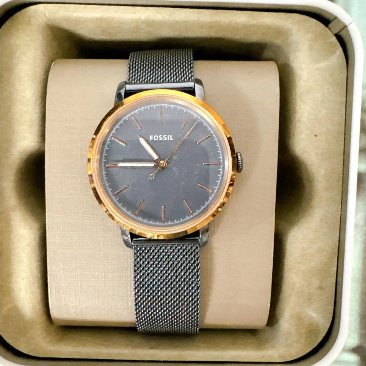 Fossil ES4312 Neely Black Leather Analog Dial Quartz Wrist Watch